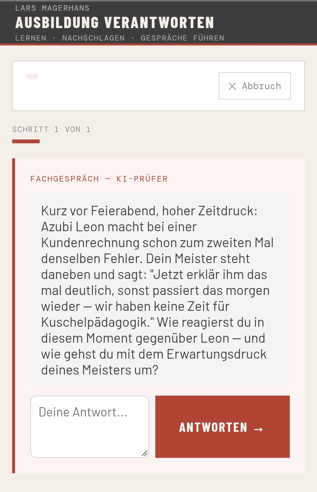 Fachgespräch mit dem KI-Prüfer